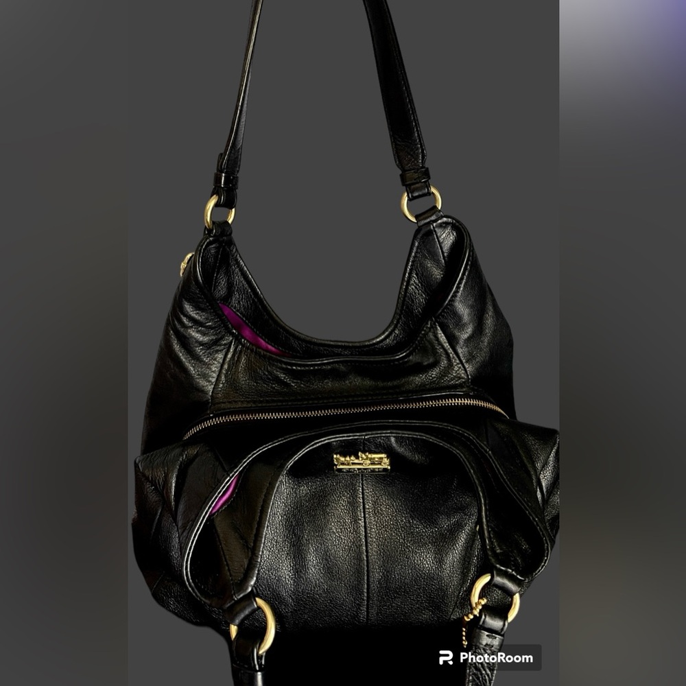 Coach Leather Madison Bag She’s a Black Beauty EUC Fuchsia interior EUC - Picture 13 of 13